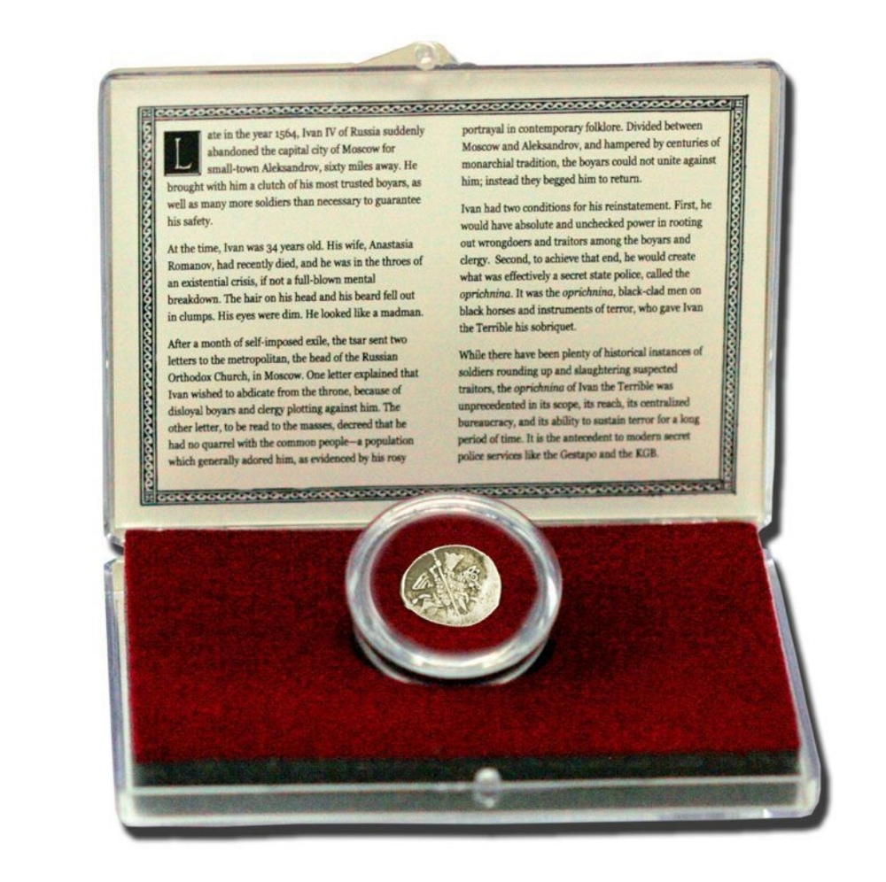 Ivan the Terrible, Silver Kopek Coin In Clear Case